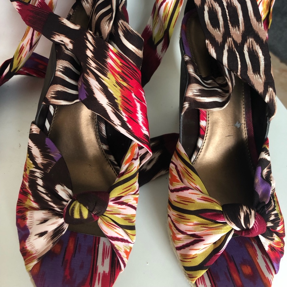 a.n.a A New Approach Diane Wedge Leg Wrap Wedge Sandals Mulitcolored.